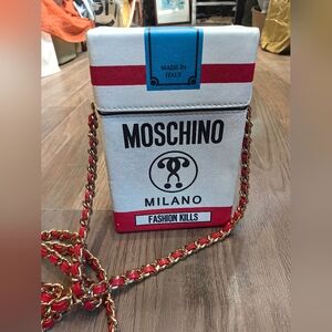 Moschino Couture Fashion Cigarette Box Leather Bag AUTHENTIC Good Condition